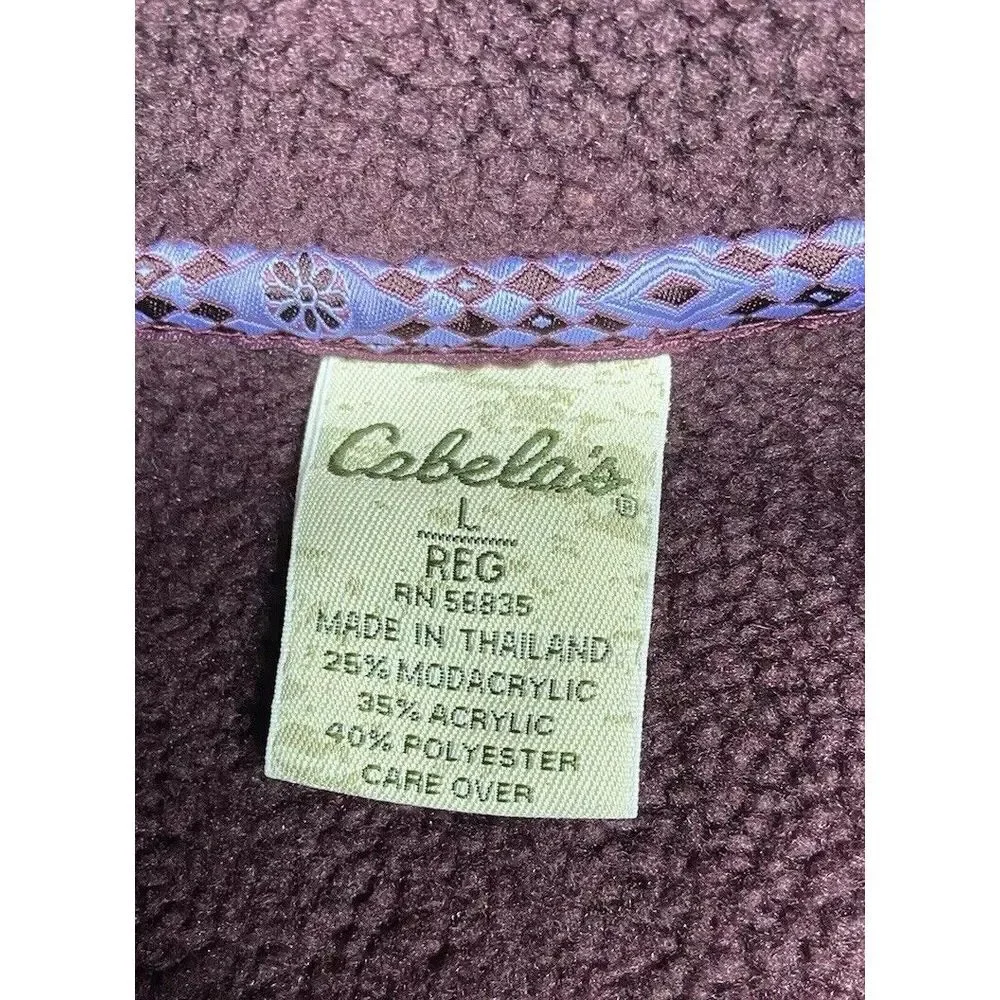 Cabela's  Violet Sleeveless Womens Fleece Vest Size L Nordic Pattern‎ Detail - Picture 6 of 8